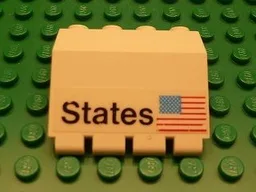 Panel 2 x 4 x 3 1/3 with Hinge with 'States' and United States of America (USA) Flag Pattern (Sticker) - Set 1682