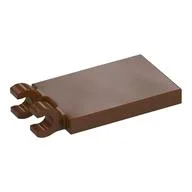 Tile Special 2 x 3 with 2 Clips [Thick Open O Clips] / Reddish Brown