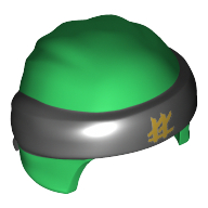 Lego Head Wrap with Headband and Knot, Black Pattern and Gold Symbol Print / Green