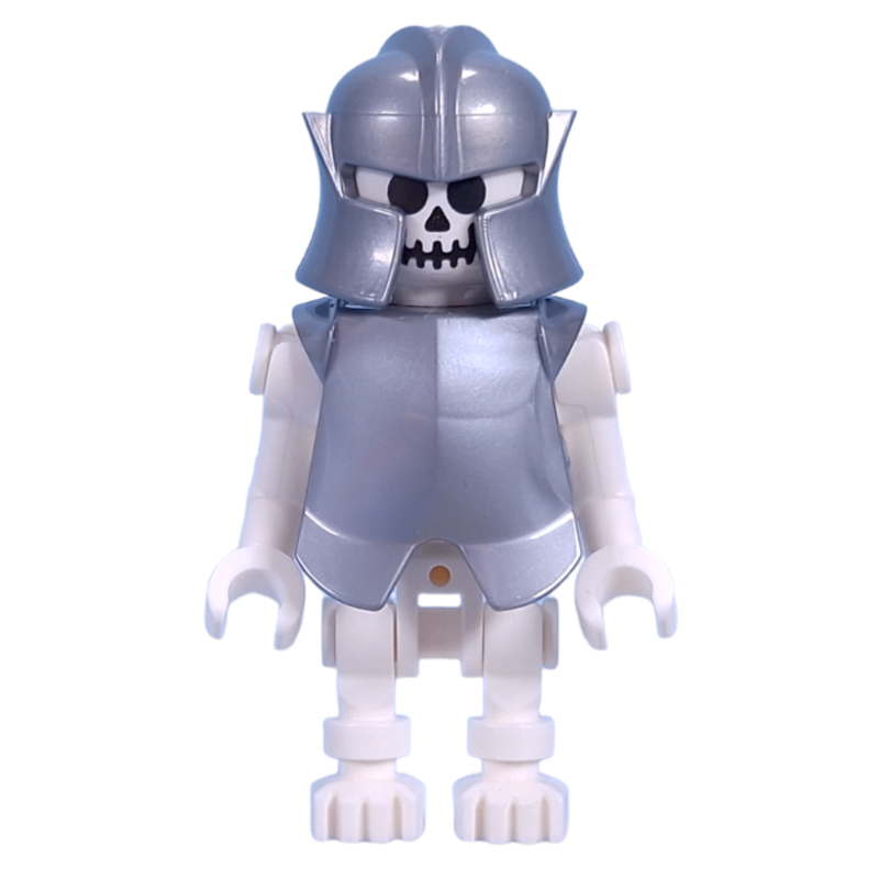 Lego Skeleton, Standard Face, Bent Arms, Vertical Hand Clips, 78132 Torso, Armor