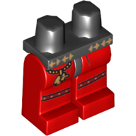 Lego Hips and Red Legs with Gold Belt and Lion Head Charm Print / Black
