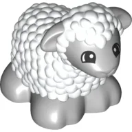 Duplo Animal Sheep / Lamb with Light Bluish Gray Legs and Head / White