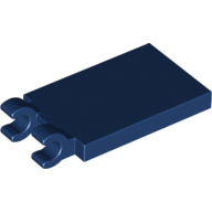 Lego Tile Special 2 x 3 with 2 Clips [Thick Open O Clips] / Dark Blue
