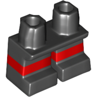 Lego Legs Short with Red Stripe Pattern [Multi Color Injection] / Black
