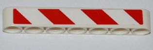 Lego Technic, Liftarm Thick 1 x 7 with Red and White Danger Stripes Pattern Model Left Side (Sticker) - Set 8198