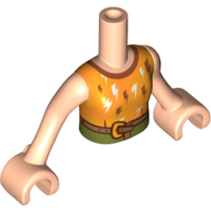 Lego Minidoll Torso Girl Bright Orange Top, White/Black Lightning, Dark Orange Trim, Brown Belt, Olive Pants / Light Nougat