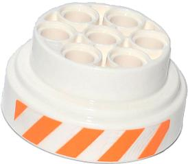 Lego Wheel 31mm D. x 15mm Technic with Orange and White Danger Stripes Pattern (Sticker) - Set 70707