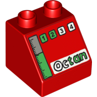 Lego Duplo Brick 2 x 2 Slope 45 with Octan, 1, 2, 3, 4 and Gas Gauge Print / Red
