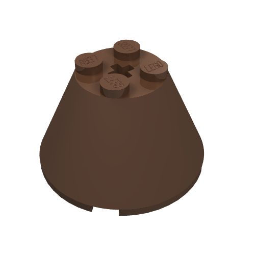 Lego Cone 4 x 4 x 2, Axle Hole [Plain] / Brown