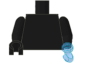 Lego Torso Plain / Black Arms / Black Hand Right / Trans-Medium Blue Hook Left