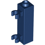 Lego Brick Special 1 x 1 x 3 with 2 Clips Vertical [Hollow Stud, Open O Clips] / Dark Blue