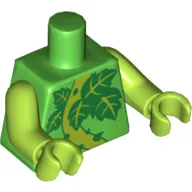 Torso Plant Vines with Thorns and Green and Lime Leaves Print, Lime Arms and Hands / Bright Green