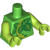 Lego Torso Plant Vines with Thorns and Green and Lime Leaves Print, Lime Arms and Hands / Bright Green