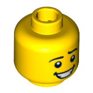 Lego Minifig Head Bunny Suit Guy, Eyebrows, Open Smile, White Pupils Print / Yellow