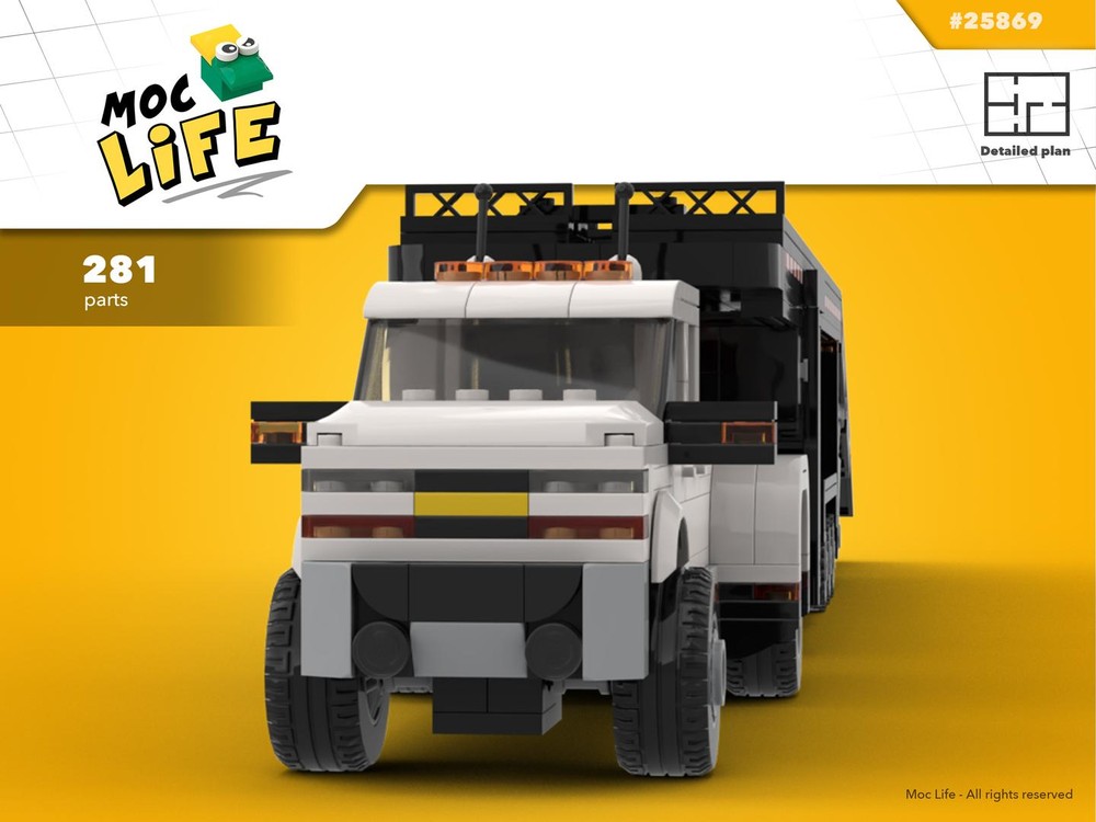 Lego Chevrolet Silverado 3500 quad cab dually with 5 cars hauler trailer