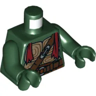 Torso Turtle Shell with Dark Brown Belts, Silver Buckles and Dark Red Scarf Print, Dark Green Arms and Hands / Dark Green