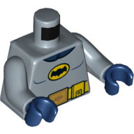 Lego Torso Batman Logo in Yellow Oval with Yellow Utility Belt and Gold Buckle Print (60's Batman), Sand Blue Arms, Dark Blue Hands / Sand Blue
