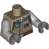 Lego Torso Hoth Rebel Jacket with White Scarf and Reddish Brown Belt Print, Light Bluish Gray Arms, Dark Bluish Gray Hands / Dark Tan