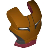 Headwear Accessory Visor Top Hinge with Gold Face Shield, Silver Sides, Black Lines on Forehead and White Eyes Print (Iron Man) / Dark Red