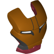 Lego Headwear Accessory Visor Top Hinge with Gold Face Shield, Silver Sides, Black Lines on Forehead and White Eyes Print (Iron Man) / Dark Red
