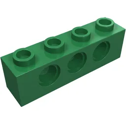 Technic Brick 1 x 4 [3 Pin Holes] / Green