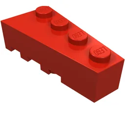 Brick Wedged, Angled 4 x 2 Right / Red