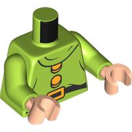 Lego Torso, Black Belt, Bright Light Orange Belt Buckle, Buttons print, Lime Arms, Light Nougat Hands / Lime