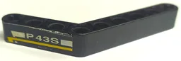 Technic, Liftarm, Modified Bent Thick 1 x 9 (6 - 4) with White 'P43S' and Yellow Stripe Pattern Model Left Side (Sticker) - Set 8443