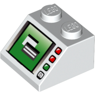 Lego Brick Sloped 45° 2 x 2 with Windows in Computer Screen Print / White