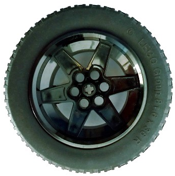 Lego Wheel 56mm D. x 34mm Technic Racing Medium, 6 Pin Holes with Black Tire 81.6 x 36 R Technic Straight Tread (15038 / x1825)