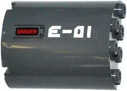 Cylinder Half 2 x 4 x 4 with 'E-01' and 'DANGER' Pattern Model Right Side (Sticker) - Set 60092