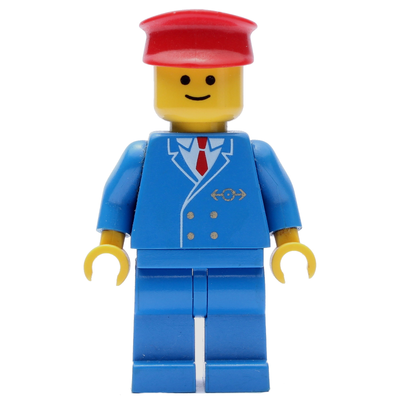 Lego Conductor - Blue Jacket, Blue Legs, Red Hat