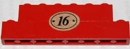 Stickered Assembly 8 x 1 x 2 with Number 16 in Oval Pattern (Sticker) - Set 1620-2