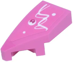 Wedge 2 x 1 x 2/3 Left with White Curved Lines and Dots and Magenta Circle Pattern (Sticker) - Set 77241