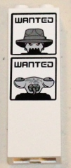 Lego Brick, Modified 1 x 2 x 5 with Channel with 'WANTED' Brick Daddy and 'WANTED' Squidtron Pattern (Stickers) - Set 5985