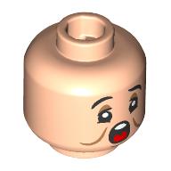 Lego Minifig Head Sneezy, Black Eyebrows, Dark Orange Eyeshadow, Open Mouth/Closed Mouth Sneeze / Light Nougat