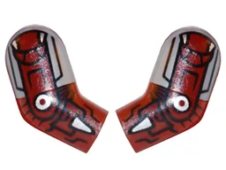 Arm, (Matching Left and Right) Pair with Flat Silver Shoulder and Iron Man Armor Pattern / Dark Red