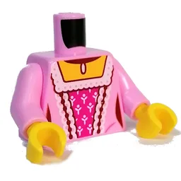 Torso, Dark Pink Underdress, White Trim Print, Bright Pink Arms, Yellow Hands / Bright Pink