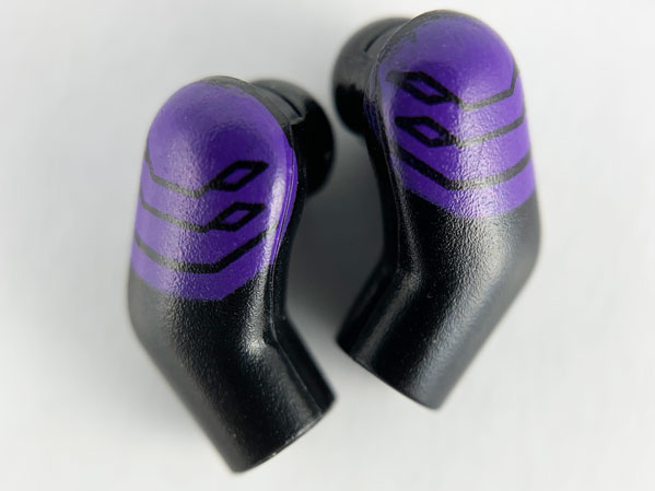 Lego Arm, (Matching Left and Right) Pair with Dark Purple Plated Shoulder Armor Pattern