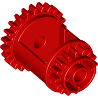 Lego Technic Gear Differential, 24 -16 Tooth with Clutch on Both Sides / Red