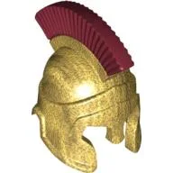Helmet Spartan Warrior with Dark Red Crest Print / Metallic Gold