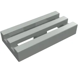 Tile Special 1 x 2 Grille with Bottom Groove / Light Gray