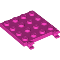 Lego Plate Special 4 x 4 with Clips Horizontal (thick open O clips) / Dark Pink