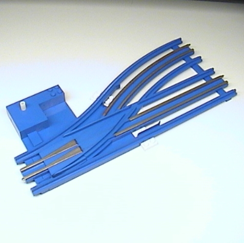 Lego Vehicle Track, Train, 12V Switch Point Left, Type 1 Manual [Complete Assembly] / Blue
