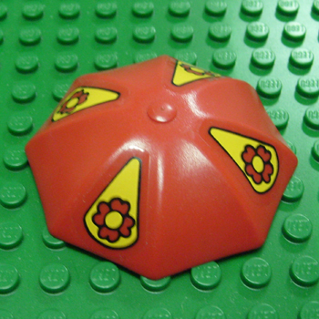Lego Fabuland Umbrella Top with No Bottom Flaps, 6 x 6 without Top Stud with Yellow Pennants and Red Flowers Pattern (Stickers) - Set 3681