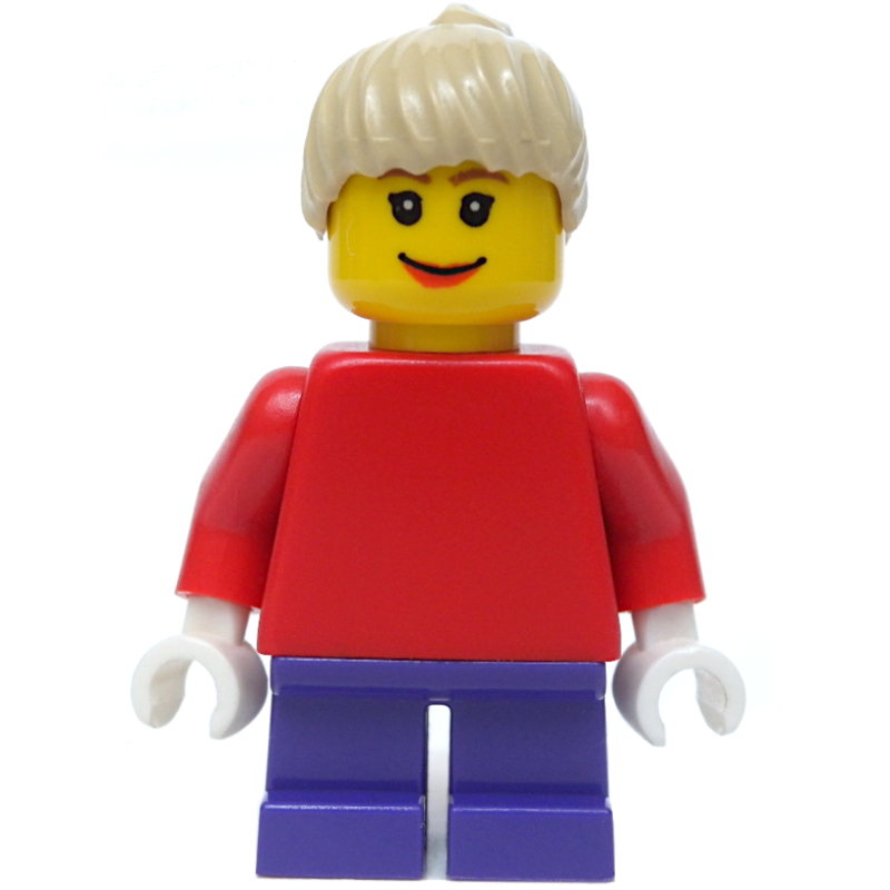 Lego Girl, Plain Red Torso, Short Dark Purple Legs, Tan Hair (3626bpr0043 Head)