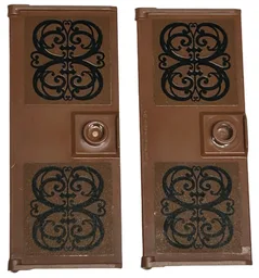 Door 1 x 3 x 6 with Stud Handle with Black Ornate Scrollwork Pattern on Both Sides (Stickers) - Set 76413
