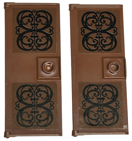 Lego Door 1 x 3 x 6 with Stud Handle with Black Ornate Scrollwork Pattern on Both Sides (Stickers) - Set 76413