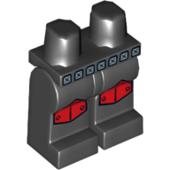 Lego Hips and Black Legs with Silver Belt and Red Knee Pads Print / Black