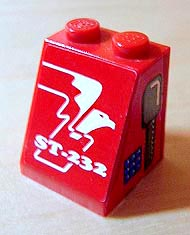 Lego Slope 65 2 x 2 x 2 without Bottom Tube with ST-232 and Eagle Pattern facing Right, Radio Pattern on 1 side (Stickers) - Set 8232